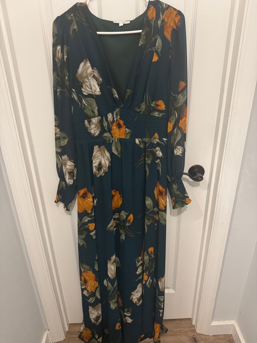 Baltic Born Teal Floral Maxi Dress with Mustard and Cream Blooms